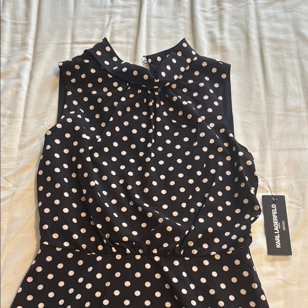 Karl Lagerfeld Black and White Polka Dot Dress